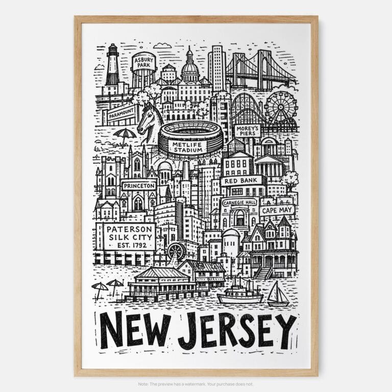 01 - New Jersey City Art - Pencil Style Art Print - Main - Vertical.jpg
