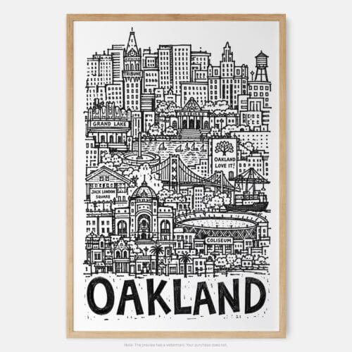 01 - Oakland City Art - Pencil Style Art Print - Main - Vertical.jpg