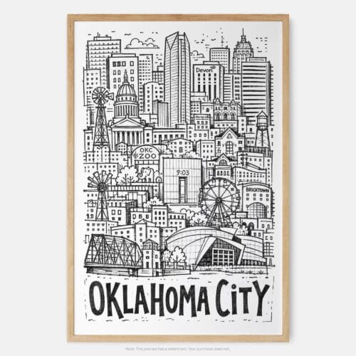 01 - Oklahoma City Art - Pencil Style Art Print - Main - Vertical.jpg