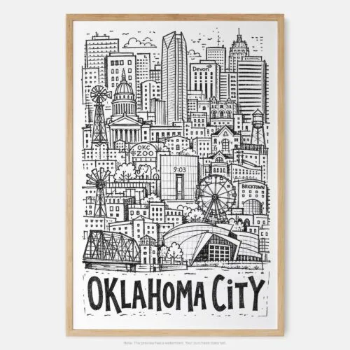 01 - Oklahoma City Art - Pencil Style Art Print - Main - Vertical.jpg