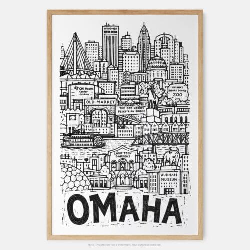 01 - Omaha City Art - Pencil Style Art Print - Main - Vertical.jpg