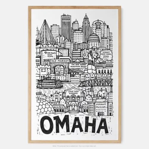 01 - Omaha City Art - Pencil Style Art Print - Main - Vertical.jpg