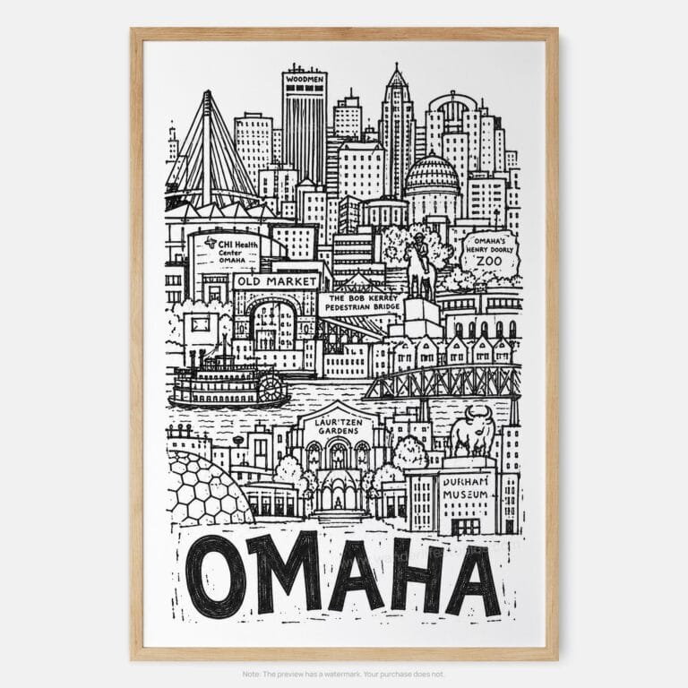 01 - Omaha City Art - Pencil Style Art Print - Main - Vertical.jpg