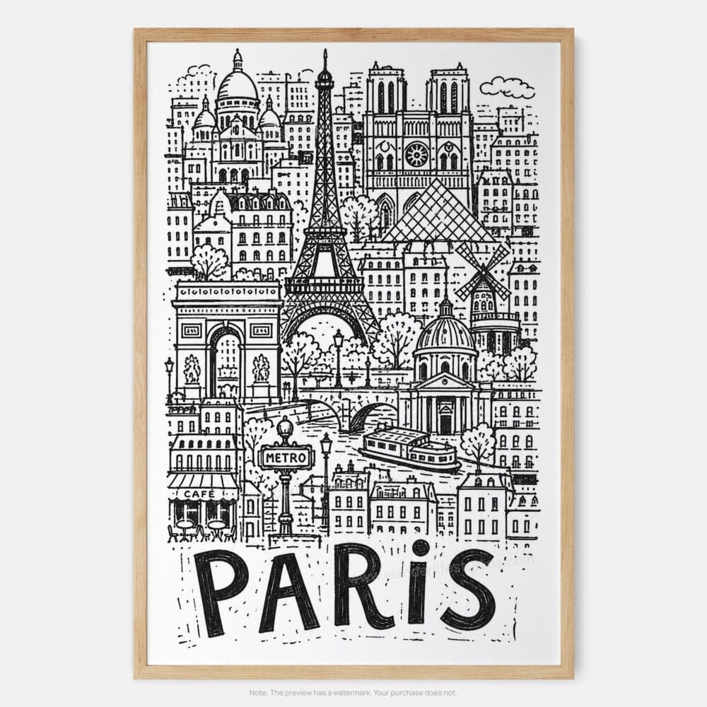01 - Paris City Art - Pencil Style Art Print - Main - Vertical.jpg 01 - Paris City Art - Pencil Style Art Print - Main - Vertical.jpg