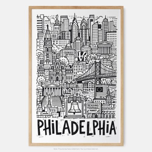01 - Philadelphia City Art - Pencil Style Art Print - Main - Vertical.jpg