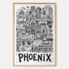 01 - Phoenix City Art - Pencil Style Art Print - Main - Vertical.jpg