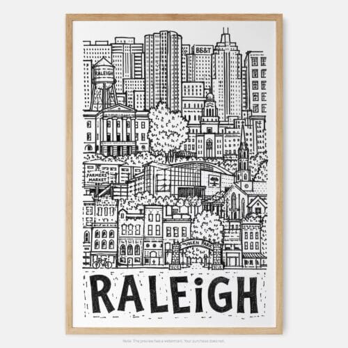 01 - Raleigh City Art - Pencil Style Art Print - Main - Vertical.jpg