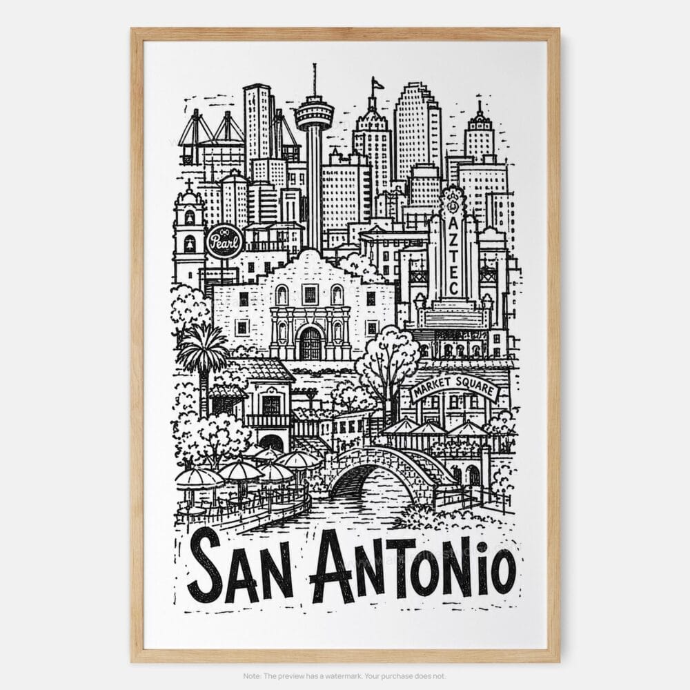 01 - San Antonio City Art - Pencil Style Art Print - Main - Vertical.jpg 01 - San Antonio City Art - Pencil Style Art Print - Main - Vertical.jpg