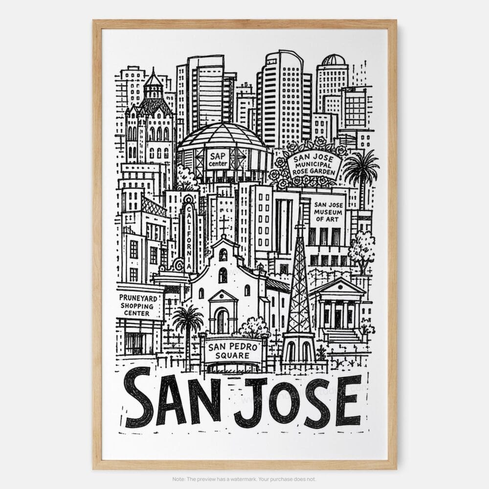 01 - San Jose City Art - Pencil Style Art Print - Main - Vertical.jpg 01 - San Jose City Art - Pencil Style Art Print - Main - Vertical.jpg