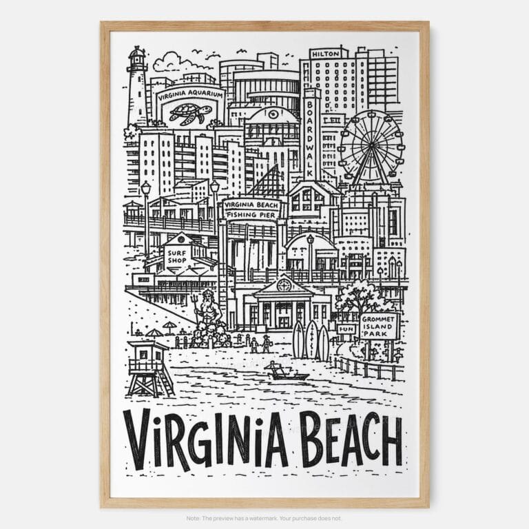 01 - Virginia Beach City Art - Pencil Style Art Print - Main - Vertical.jpg