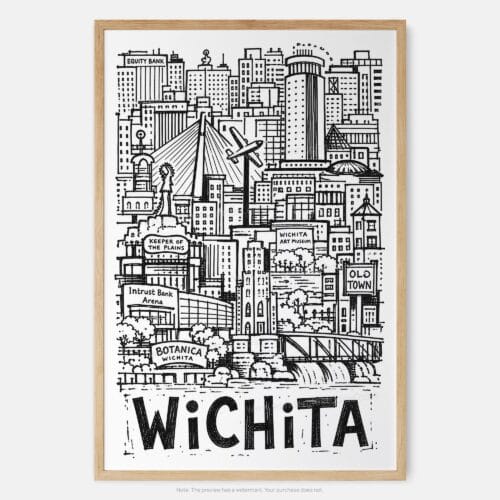 01 - Wichita City Art - Pencil Style Art Print - Main - Vertical.jpg