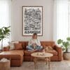 02 - Framed Albuquerque City Art - Pencil Style Canvas Print - Woman Knitting - Vertical.jpg