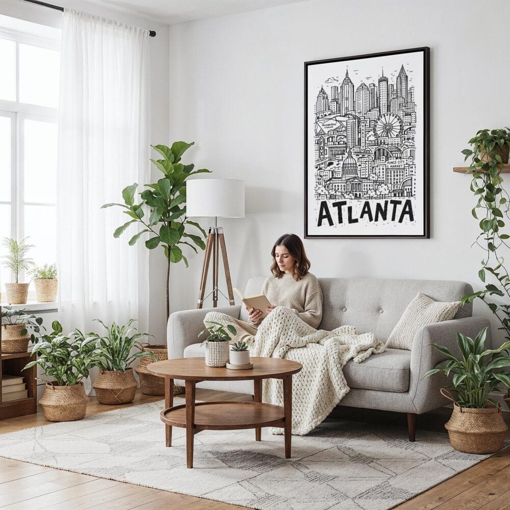 02 - Framed Atlanta City Art - Pencil Style Canvas Print - Woman reading on couch - Vertical.jpg 02 - Framed Atlanta City Art - Pencil Style Canvas Print - Woman reading on couch - Vertical.jpg