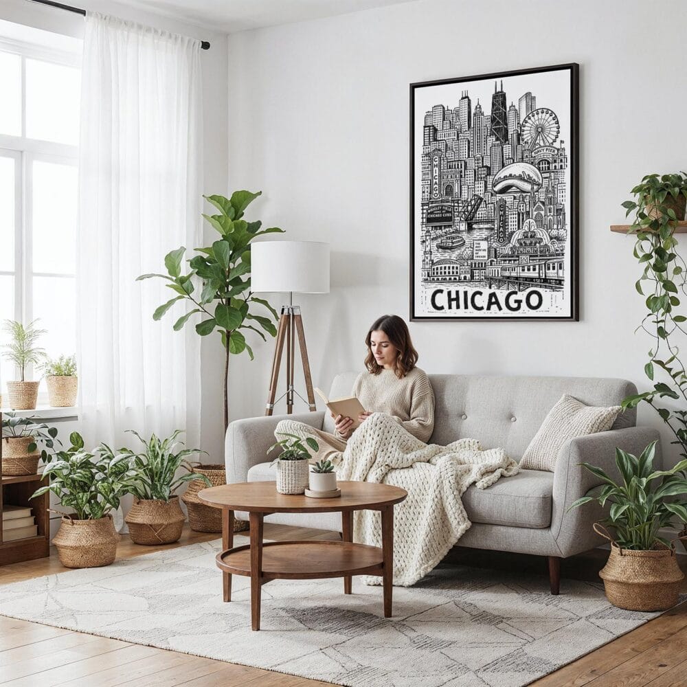 02 - Framed Chicago City Art - Pencil Style Canvas Print - Woman reading on couch - Vertical.jpg 02 - Framed Chicago City Art - Pencil Style Canvas Print - Woman reading on couch - Vertical.jpg