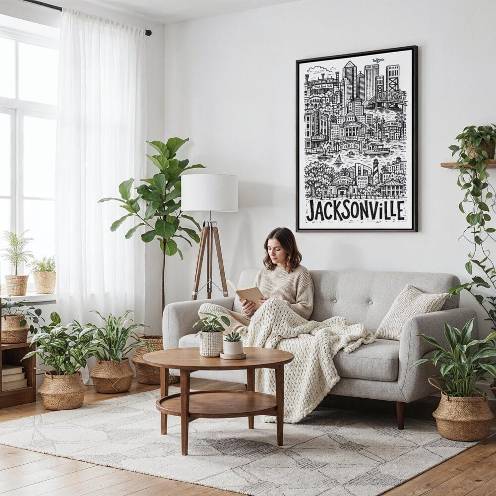 02 - Framed Jacksonville City Art - Pencil Style Canvas Print - Woman reading on couch - Vertical.jpg 02 - Framed Jacksonville City Art - Pencil Style Canvas Print - Woman reading on couch - Vertical.jpg