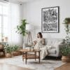 02 - Framed Jacksonville City Art - Pencil Style Canvas Print - Woman reading on couch - Vertical.jpg