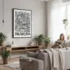 02 - Framed Philadelphia City Art - Pencil Style Canvas Print - Woman reading in modern Living Room - Vertical.jpg