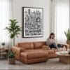 02 - Framed San Francisco City Art - Pencil Style Canvas Print - Woman Knitting on leather couch - Vertical.jpg