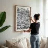 02 - Woman Hanging Framed Albuquerque City Art - Pencil Style Art Print - Vertical.jpg