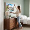 02 - Woman Hanging Strasbourg Watercolor - Horizontal Canvas Wall art with Natural Floater Frame in Bed Room.jpg