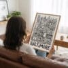 02 - Woman Holding Framed Baltimore City Art - Pencil Style Art Print - Vertical.jpg