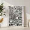 03 - Baltimore City Art - Pencil Style Canvas Print with White Floater Frame - Standing on Floor - Vertical.jpg