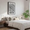 03 - Black Framed Boston City Art - Pencil Style Canvas Print - Bedroom - Vertical.jpg