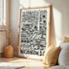 03 - Frame Washington DC City Art - Pencil Style art print leaning against wall on floor - Vertical.jpg