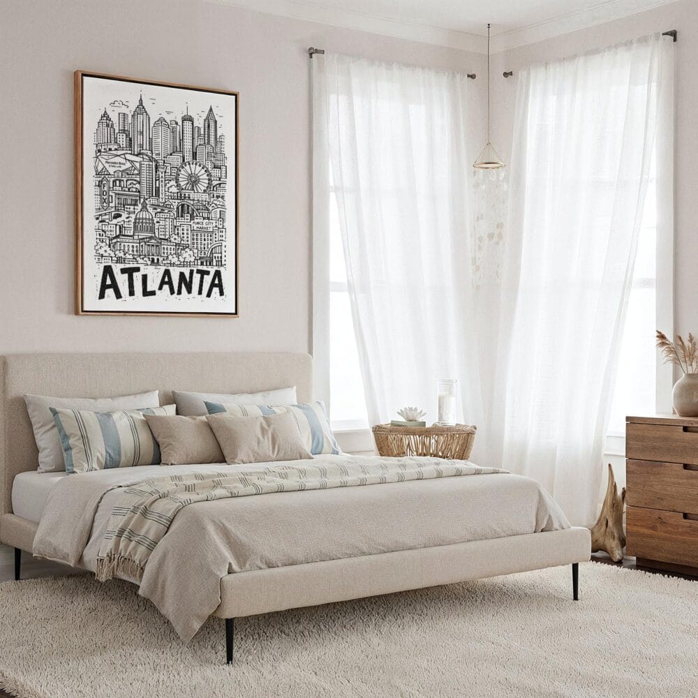 03 - Framed Atlanta City Art - Pencil Style Canvas Print - Coastal Bedroom - Vertical.jpg 03 - Framed Atlanta City Art - Pencil Style Canvas Print - Coastal Bedroom - Vertical.jpg