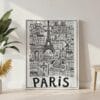 03 - Paris City Art - Pencil Style Canvas Print with White Floater Frame - Standing on Floor - Vertical.jpg