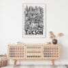 03 - Tucson City Art - Pencil Style Art Print Hanging above Shelf - Vertical.jpg