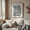 04 - Albuquerque City Art - Pencil Style Art Print with Vintage Wood Frame - Vertical.jpg