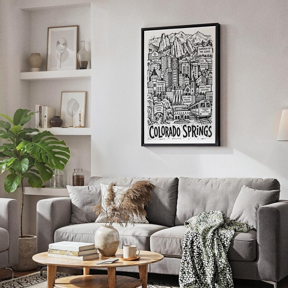 04 - Black Framed Colorado Springs City Art - Pencil Style Canvas Print - Skandinavian Living Room - Vertical.jpg 04 - Black Framed Colorado Springs City Art - Pencil Style Canvas Print - Skandinavian Living Room - Vertical.jpg