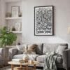04 - Black Framed Colorado Springs City Art - Pencil Style Canvas Print - Skandinavian Living Room - Vertical.jpg