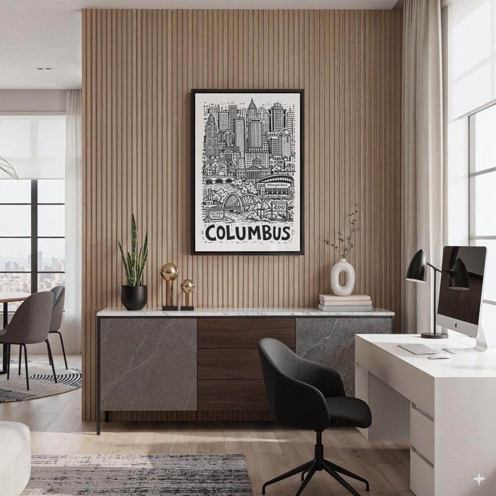 04 - Black Framed Columbus City Art - Pencil Style Canvas Print - Home Office - Vertical.jpg 04 - Black Framed Columbus City Art - Pencil Style Canvas Print - Home Office - Vertical.jpg
