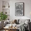 04 - Black Framed New Orleans City Art - Pencil Style Canvas Print - Skandinavian Living Room - Vertical.jpg