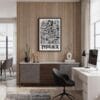 04 - Black Framed Phoenix City Art - Pencil Style Canvas Print - Home Office - Vertical.jpg