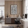 04 - Black Framed Raleigh City Art - Pencil Style Canvas Print - Home Office - Vertical.jpg