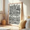 04 - Frame Jacksonville City Art - Pencil Style art print leaning against wall on floor - Vertical.jpg