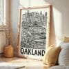 04 - Frame Oakland City Art - Pencil Style art print leaning against wall on floor - Vertical.jpg