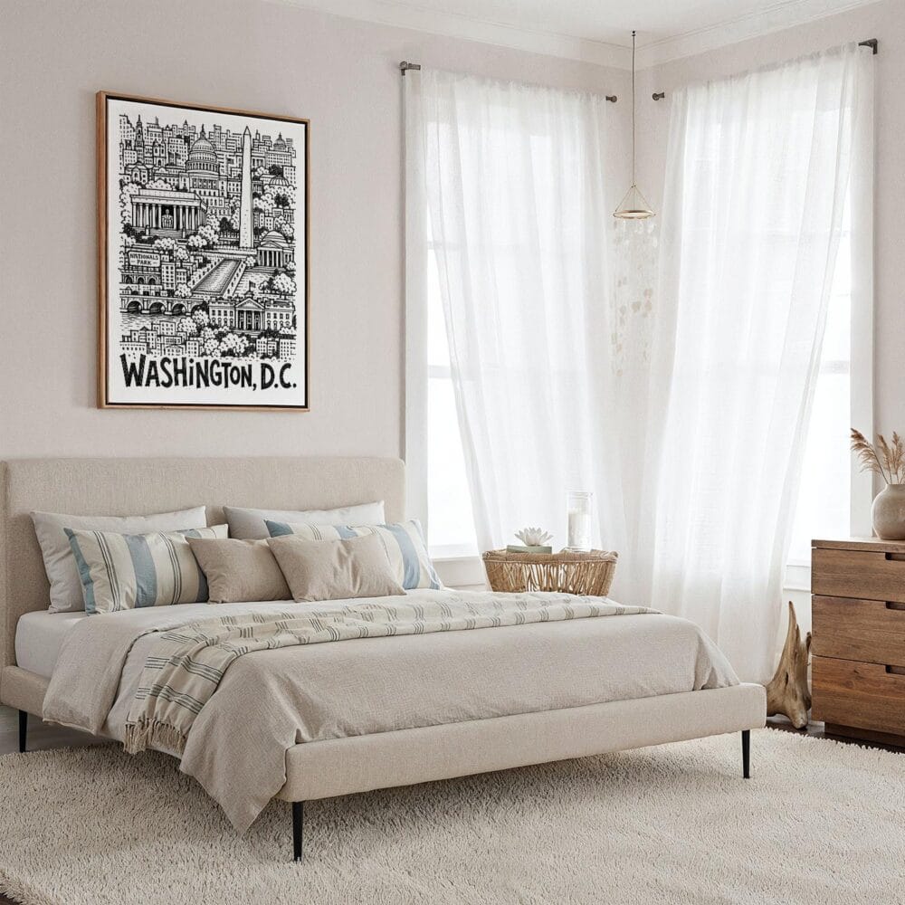 04 - Framed Washington DC City Art - Pencil Style Canvas Print - Coastal Bedroom - Vertical.jpg 04 - Framed Washington DC City Art - Pencil Style Canvas Print - Coastal Bedroom - Vertical.jpg
