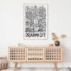 04 - Oklahoma City Art - Pencil Style Art Print Hanging above Shelf - Vertical.jpg