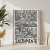 04 - Sacramento City Art - Pencil Style Canvas Print with White Floater Frame - Standing on Floor - Vertical.jpg