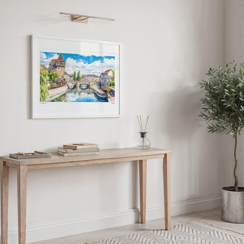 04 - Strasbourg Watercolor - Horizontal Art Print in Hallway with White Frame.jpg 04 - Strasbourg Watercolor - Horizontal Art Print in Hallway with White Frame.jpg