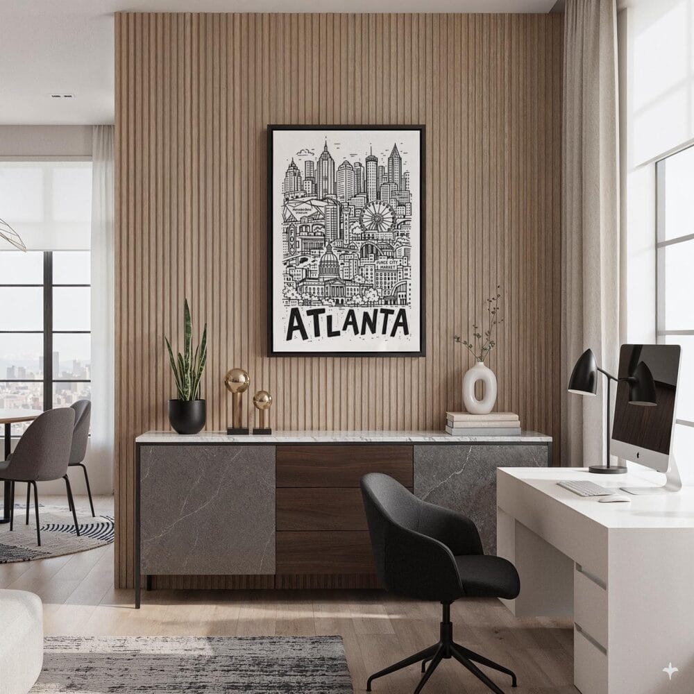 05 - Black Framed Atlanta City Art - Pencil Style Canvas Print - Home Office - Vertical.jpg 05 - Black Framed Atlanta City Art - Pencil Style Canvas Print - Home Office - Vertical.jpg