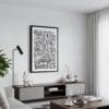 05 - Black Framed Bakersfield City Art - Pencil Style Canvas Print - Contemporary Living Room - Vertical.jpg