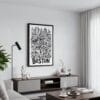 05 - Black Framed Boston City Art - Pencil Style Canvas Print - Contemporary Living Room - Vertical.jpg