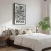 05 - Black Framed Phoenix City Art - Pencil Style Canvas Print - Bedroom - Vertical.jpg