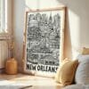 05 - Frame New Orleans City Art - Pencil Style art print leaning against wall on floor - Vertical.jpg
