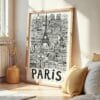 05 - Frame Paris City Art - Pencil Style art print leaning against wall on floor - Vertical.jpg